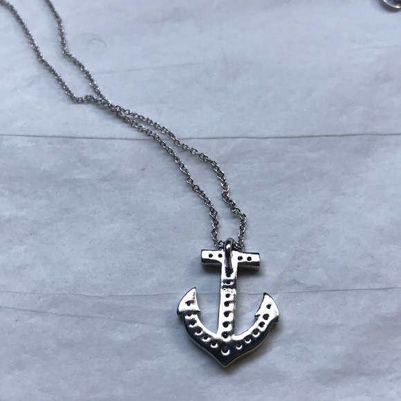 Sterling Silver & diamond Anchor pendant necklace - Picture 5 of 7